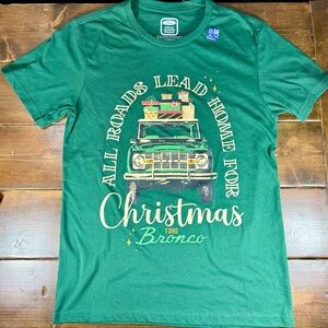 Official Ford Bronco Short Sleeve Christmas T-Shirt Mens S - Green NEW *READ